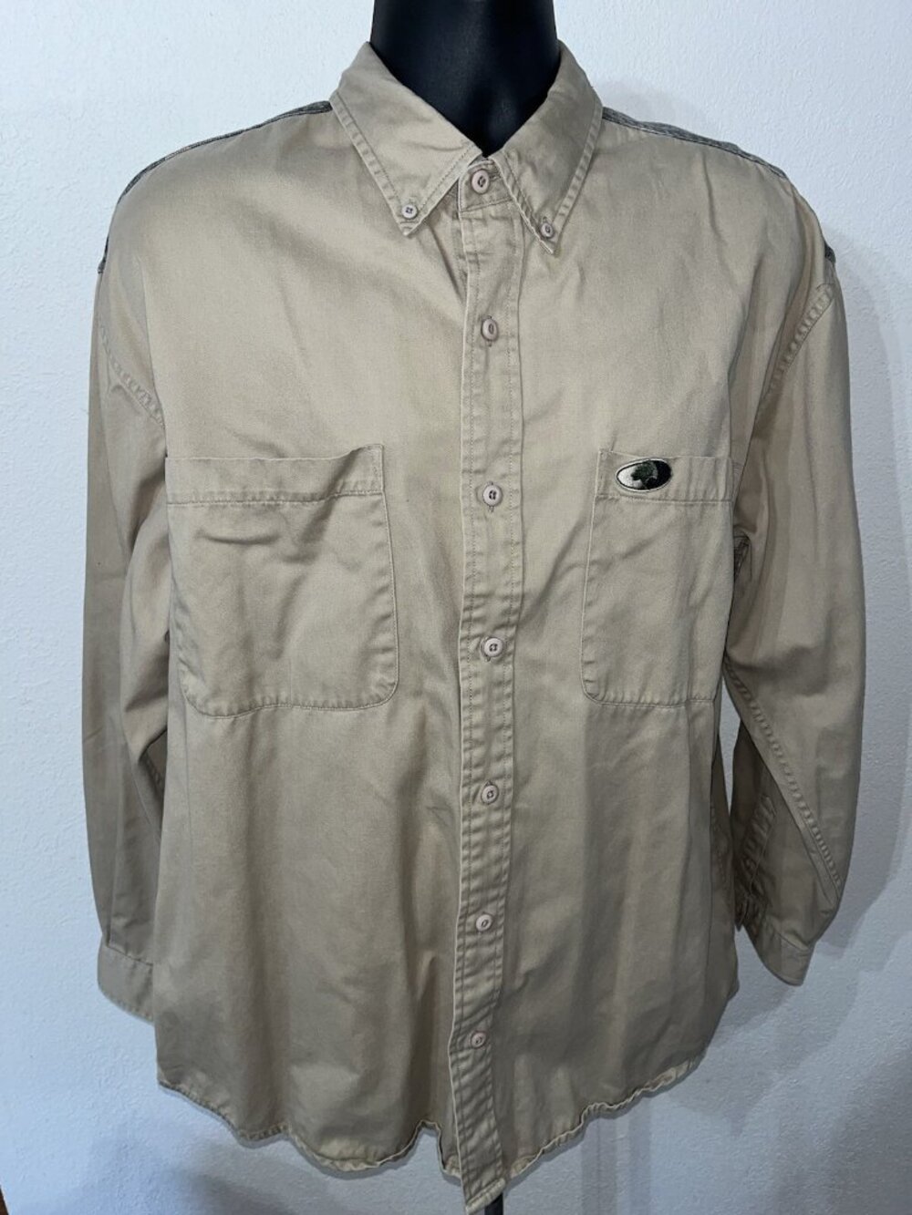 Mossy Oak Shirt Men XL Button Down Camouflage Heavy Cotton Long Sleeve Collar